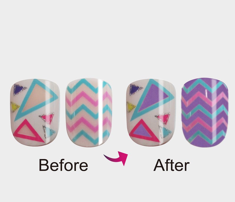 Vivace 4Pack 48Tips Color Changing Under Sun Fake Nails, Artificial Preglued Junior Sticker Nails 11461 etc (Sun 1) - Image 4